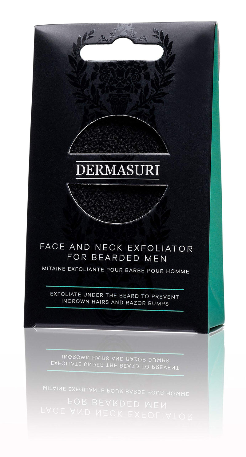 Dermasuri Beard Scrub and Body Scrub Mitt for Deep Exfoliation - Part of a Skincare Kit for Bearded Men - Cleanse Skin & Brush Away Ingrown Beard Hair - Shaving and Grooming Accessories for Men Dermasuri
