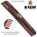 Kent 6T 6.9 Inch Double Tooth Hair Dressing Comb, Fine and Wide Tooth Dresser Comb For Hair, Beard and Mustache, Coarse and Fine Hair Styling Grooming Comb for Men, Women and Kids. Made in England KENT