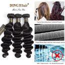 Peruvian Loose Deep Wave Bundles with Closure, 9A Virgin Hair Long Loose Deep Hair 3 Bundles with 4x4 Top French Lace Closure with Baby Hair (22/24/26+20 Inch, 3 Bundles+Free Part Closure) DONG H hair