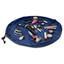 Lay-n-Go Cosmo Drawstring Makeup Organizer Cosmetic & Toiletry Bag for Travel, and Daily Use with a Durable Patented Design, 20 inch, Navy Lay-n-Go