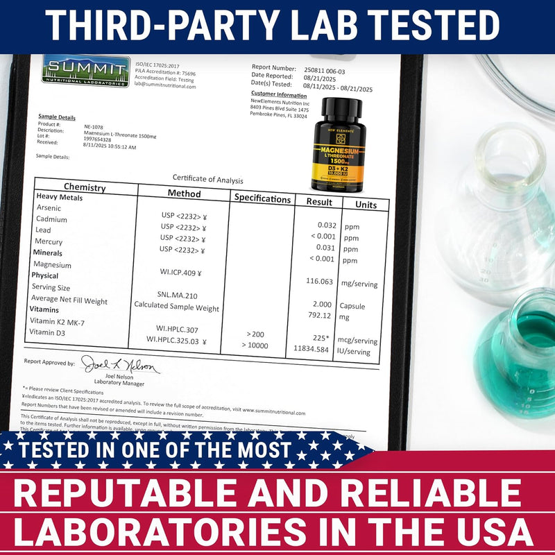 Magnesium L-Threonate 1500mg with Vitamin D3 10,000 IU & K2 MK-7 – Brain, Focus & Bone Support – 60 Vegan Capsules – High Absorption, Non-GMO Infinity Warehouse