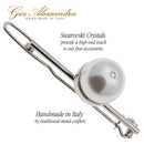Gia Alessandra GA248 Wedding Bridal Hair Barrette Slide Clip Silver and Large Pearl Styling Girls Hair Ornaments. No Slip Durable Styling Hair Accessories for Women. Handmade in Italy (2.75 Inch) Gia Alessandra