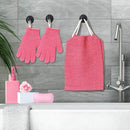 EvridWear Exfoliating Back Scrubber with Handles Two Sides for Body Shower Deep Cleans Skin Massages Invigorating Blood Circulation Men Women One Size (Back Scrubber + Heavy Gloves Pink) Evridwear