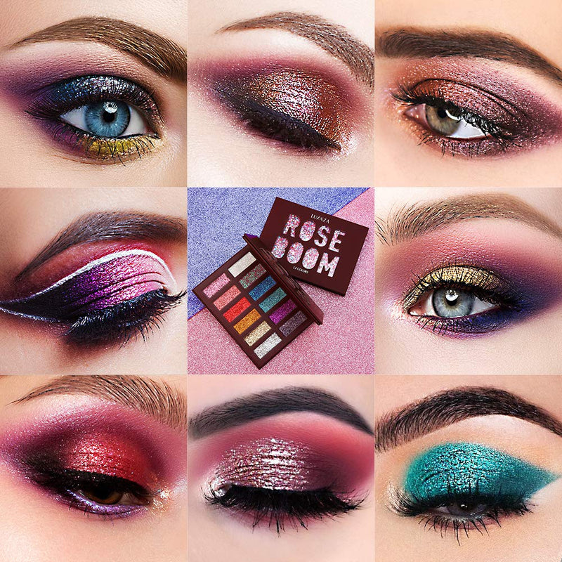 LUXAZA Glitter Eyeshadow Palette Shimmer High Pigmented Eyeshadow Powder 12 Colors Professional Makeup Long Lasting Waterproof Eye Shadow LUXAZA Store