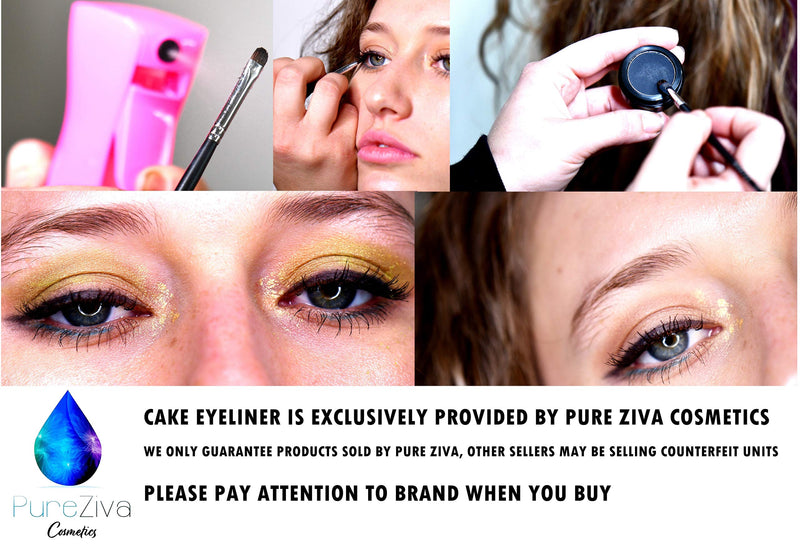 THE ORIGINAL Pure Ziva Jet Matte Black Onyx Midnight Wet Dry Pressed Powder Cake Eyeliner Eyeshadow HD Professional Wing Eye Liner, No Smudge, Dark Pigment, Gluten Free, Cruelty Free & Vegan Pure Ziva