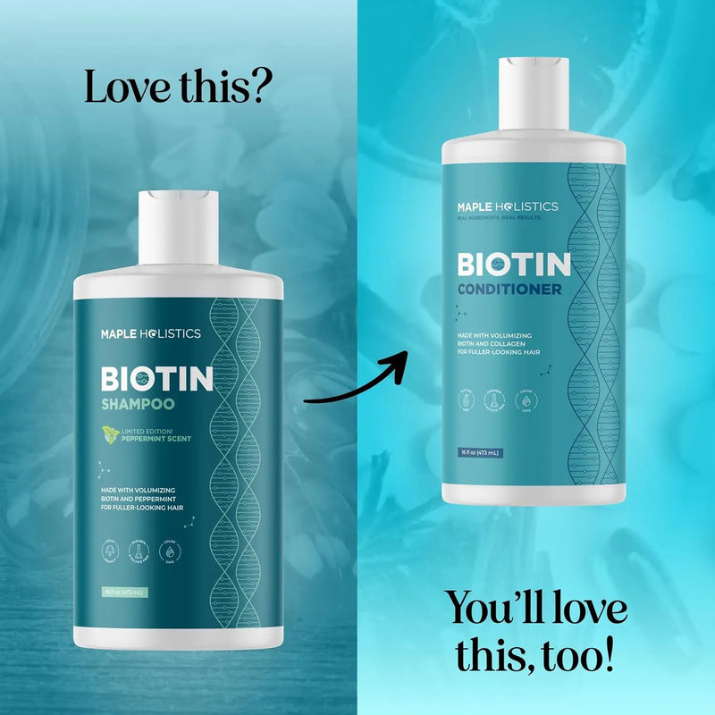 Volumizing Biotin Shampoo for Thinning Hair - Thin Hair Shampoo with Peppermint Argan and Essential Oils for Hair Care - Vegan Sulfate Free Shampoo for Damaged Dry Hair Paraben and Cruelty Free (Mint) Infinity Warehouse