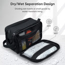 BALEINE Toiletry Bag for Men, Large Travel Toiletries Bags with Water-Resistance Compartment, PU Leather Dopp Kit (Medium, Black) BALEINE