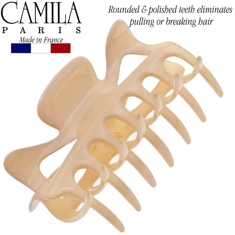 Camila Paris CP3048 French Hair Clip for Women, 3.5 inch Beige for Thick Volume Hair, Girls Hair Claw Clips Jaw, Durable Styling Hair Accessories for Women, Strong Hold No Slip Grip, Made in France Camila