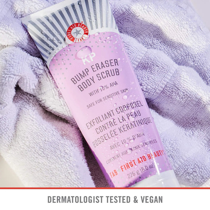 First Aid Beauty KP Bump Eraser Body Scrub with 10% AHA: Vegan Body Scrub to Decongest Pores and Gently Exfoliate the Skin (8 oz) First Aid Beauty