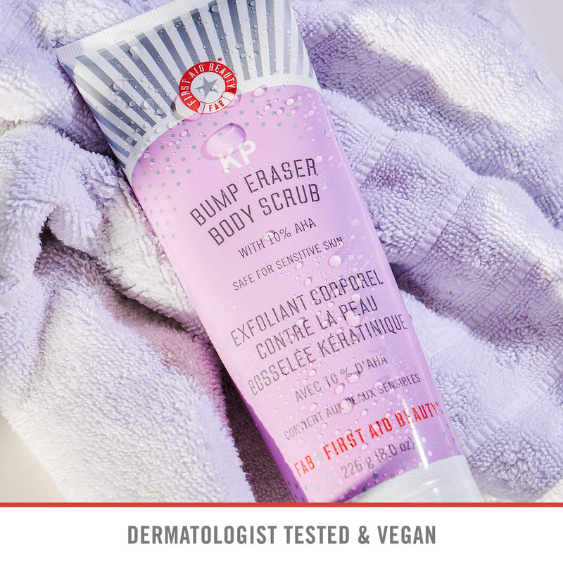 First Aid Beauty KP Bump Eraser Body Scrub with 10% AHA: Vegan Body Scrub to Decongest Pores and Gently Exfoliate the Skin (8 oz) First Aid Beauty