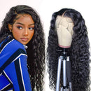 AYIYI Human Hair Wigs Lace Front Wigs Human Hair Pre Plucked 4x4 Lace Front Wigs For Black Women Curly Water Wave Lace Front Wigs 150% Density 18Inch AYIYI