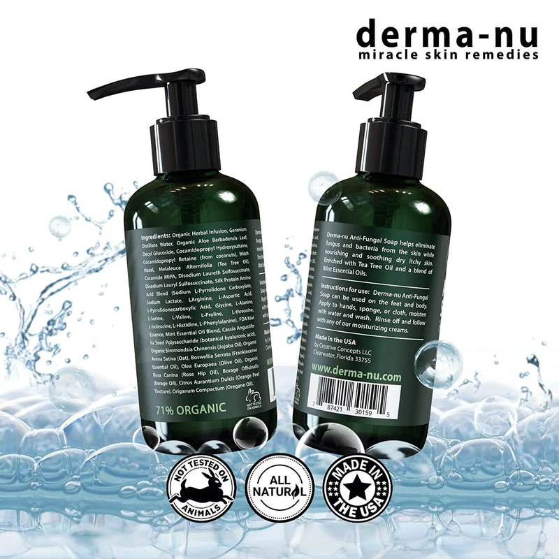 Antifungal Antibacterial Soap & Body Wash - Natural Fungal Treatment with Tea Tree Oil for Jock Itch, Athletes Foot, Body Odor, Nail Fungus, Ringworm, Eczema & Back Acne - For Men and Women - 2 Pack Derma-nu Miracle Skin Remedies Store