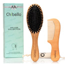 Boar Bristle Hair Brush Set - Designed for Kids, Women and Men. Natural Bristle Brushes Work Best for Thin and Fine Hair, Add Healthy Shine, Improve Texture, Reduce Frizz. Wood Wet Detangler Comb Chibello