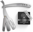 Straight Edge Barber Razor for Close Shaving - Professional Straight Blade Razor for Men with 100 Single Edge Blades- Mens Straight Razor Kit SHAVING REVOLUTION