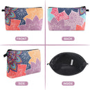 MAGEFY Cosmetic Bag 2 Styles Portable Travel Makeup Bag for Women Flower Patterns Zipper Pouches Gifts Bag for Girls Makeup Pouch with Black Zipper (2 Packs, Geometric pattern 0189+Colorful petals 0194) MAGEFY