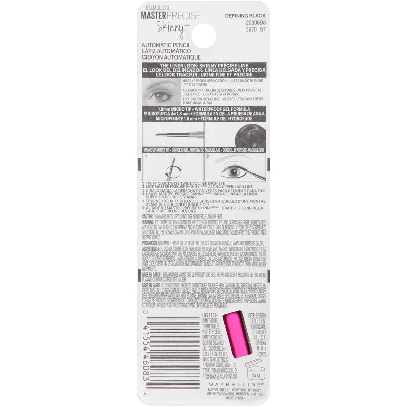 Maybelline Master Precise Skinny Gel Eyeliner Pencil, Defining Black, 0.0035 Ounce Maybelline New York
