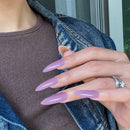 MISUD Extra Long False Nails Pure White Glossy Pointed Claw Full Cover Flake Nails Press-on Acrylic Nail Tips for Party and Prom(Purple) MISUD Store