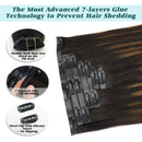 GOO GOO Seamless Hair Extensions Clip in Human Hair 20 Inch Balayage Dark Brown to Chestnut Brown 7pcs 150g PU Clip in Hair Extensions Remy Thick Hair Extensions for Full Head GOO GOO