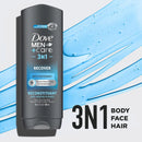 Dove Men+Care Post-Workout 3-IN-1 (Body + Face + Hair Wash) With Peppermint 4 Count Infused with Electrolytes + Magnesium 18 oz Infinity Warehouse