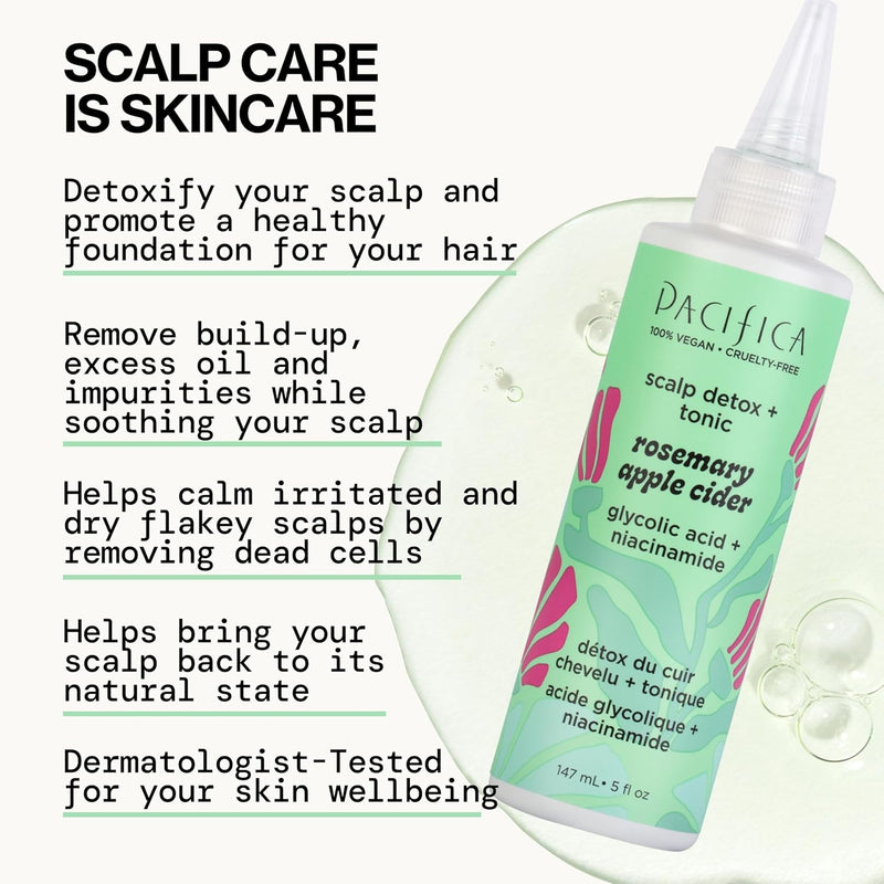Pacifica Scalp Detox Set – Rosemary Apple Cider Vinegar Scalp Exfoliating Tonic with Scalp Massager Brush, Deep Cleansing & Clarifying Treatment for Buildup, Dry Flaky Scalp, Vegan Infinity Warehouse