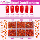 AD Beads 4300 Pieces Flat Back Nail Art Rhinestones Round Beads 6 Sizes (2-6.5mm) with Storage Organizer Box,Rhinestones Picking Pen for Nail Art Phone Decorations Crafts DIY (Orange) AD Beads