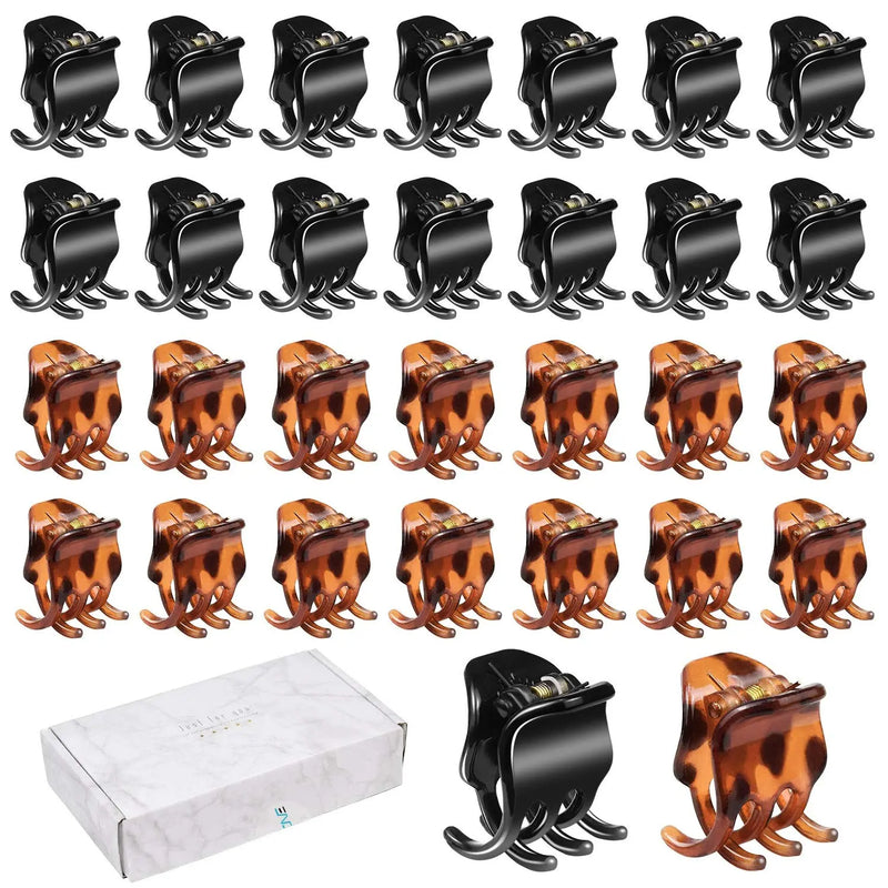EAONE Hair Claw Clips Small 1.2 Inch Hair Jaw Clip Claw Hair Clips Clamps Hair Styling Accessories for Women Girl Thick Hair, 30 Pieces with Box Packaged (Black and Brown) EAONE