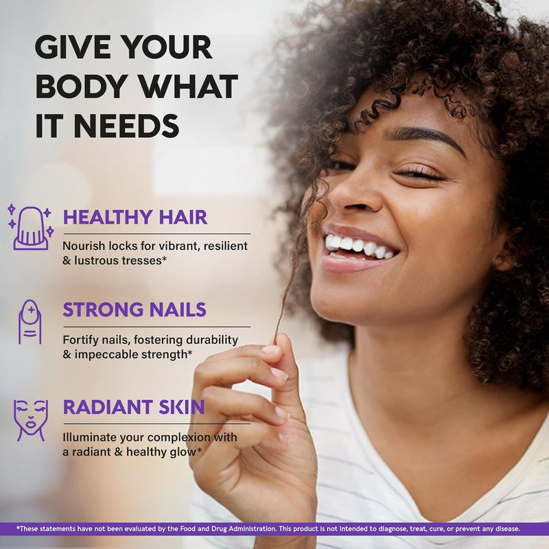 Biotin | Collagen | Keratin - Clinically Tested Supplement - Hair Growth Support, Skin & Nails - 25000 mcg Vitamins B2, B3, B6 & B7 + B1 & Hyaluronic Acid - Made in USA - Women & Men | 60 Capsules Infinity Warehouse