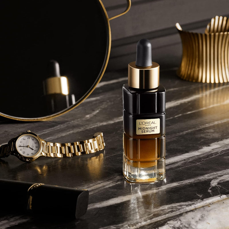 L'Oreal Paris Age Perfect Anti-Aging Midnight Face Serum, Reduce Wrinkles 1oz + Eye Cream Sample Infinity Warehouse