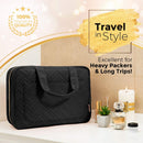 Fashionable Hanging Travel Toiletry Bag for Women and Men, Foldable Hygiene Bag, Bathroom, and Shower Organizer Kit with Elastic Band Holders for Toiletries, Cosmetics, Makeup, Brushes (Large) BOACAY Store