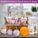 Spa Baskets For Women - Luxury Bath Set With Honey & Lavender - Spa Kit Includes Wash, Bubble Bath, Lotion, Bath Salts, Body Scrub, Body Spray, Shower Puff, Bathbombs, Soap and Towel