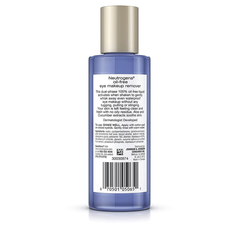 Neutrogena Gentle Oil-Free Eye Makeup Remover & Cleanser for Sensitive Eyes, Non-Greasy Makeup Remover, Removes Waterproof Mascara, Dermatologist & Ophthalmologist Tested, 3 x 5.5 fl. oz Neutrogena Store