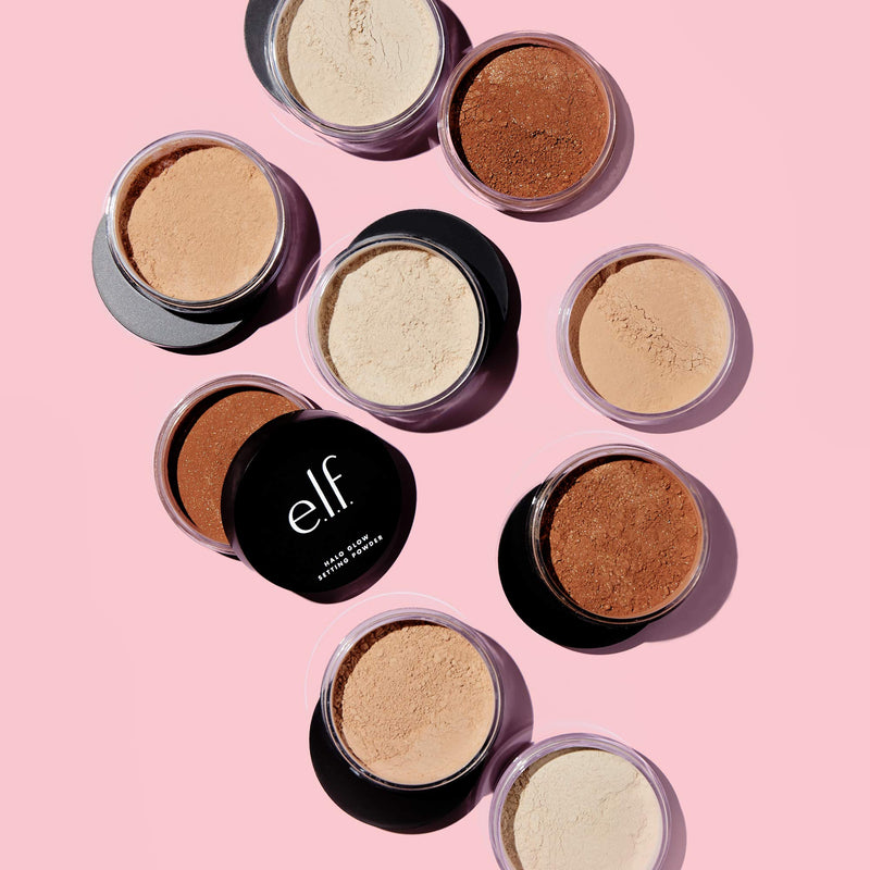 e.l.f. Halo Glow Setting Powder, Silky, Weightless, Blurring, Smooths, Minimizes Pores and Fine Lines, Creates Soft Focus Effect, Deep, Semi-Matte Finish, 0.24 Oz e.l.f.