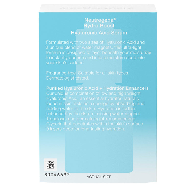 Neutrogena Hydro Boost Hyaluronic Acid Serum with 17% Hydration Complex, Lightweight Daily Hyaluronic Acid Facial Serum for Dry Skin, Oil-Free Fragrance-Free, 1 Fl Oz Neutrogena