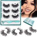 GOO GOO 3D Mink Eyelashes, False Eyelashes 20mm Middle Long Crossed Cluster 1 Style 3 Pairs/set Natural Hand Made Strips Fake Eyelashes Fluffy Full Real Siberian Mink Lashes GOO GOO