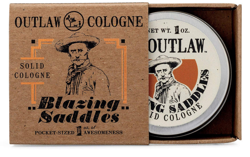 Western Solid Cologne for Men and Women - Smells like leather & gunpowder - Blazing Saddles by Outlaw - 1 oz hard cologne, Made in the USA Outlaw Soaps