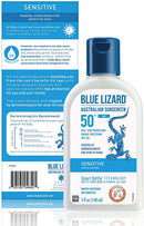 BLUE LIZARD Sensitive Mineral Sunscreen with Zinc Oxide, SPF 50+, Water Resistant, UVA/UVB Protection with Smart Bottle Technology - Fragrance Free, 5 oz BLUE LIZARD