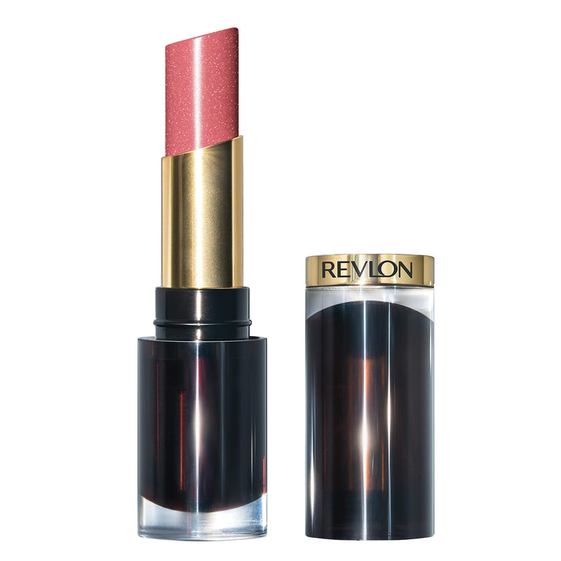 REVLON Super Lustrous Glass Shine Lipstick, Flawless Moisturizing Lip Color with Aloe, Hyaluronic Acid and Rose Quartz, Beaming Strawberry (002), 0.15 oz REVLON