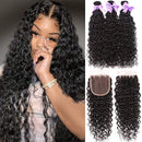 Water Wave Bundles With Closure Free Part Wet and Wavy Unprocessed Virgin Human Hair 100% Human Hair Extensions Water Wave Closure Laritaiya (20 22 24 26+18) Laritaiya Store