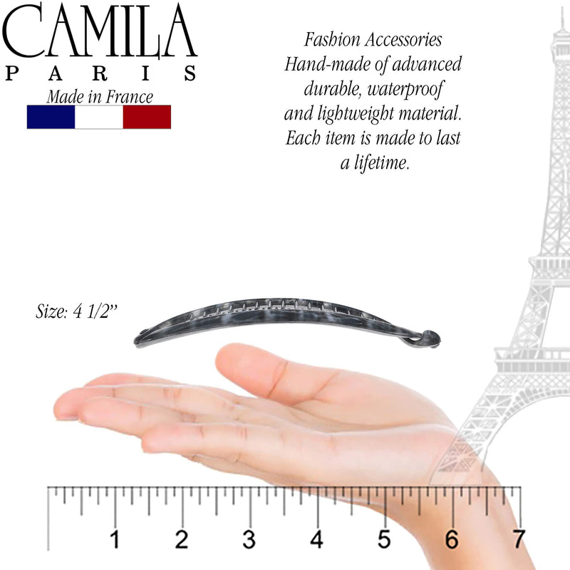 Camila Paris CP3102 4.5 inch French Banana Clip Hair Comb Classic Girls Updo Flexible Ponytail Holder Interlocking Banana Combs, Fashion Durable Styling Hair Accessories for Women, Made in France Camila