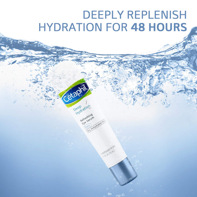 CETAPHIL Deep Hydration Refreshing Eye Serum | 0.5 fl oz | 48Hr Hydrating Under Eye Cream to Reduce the Appearance of Dark Circles | With Hyaluronic Acid, Vitamin E & B5 (Packaging May Vary) Cetaphil