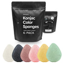 Minamul Konjac Exfoliating Organic Facial Sponge Set | Gentle daily face scrub/skincare | Safe for Oily, Dry, Combination or Sensitive skin | Charcoal, Turmeric, French Green, Red & Pink Clay Minamul