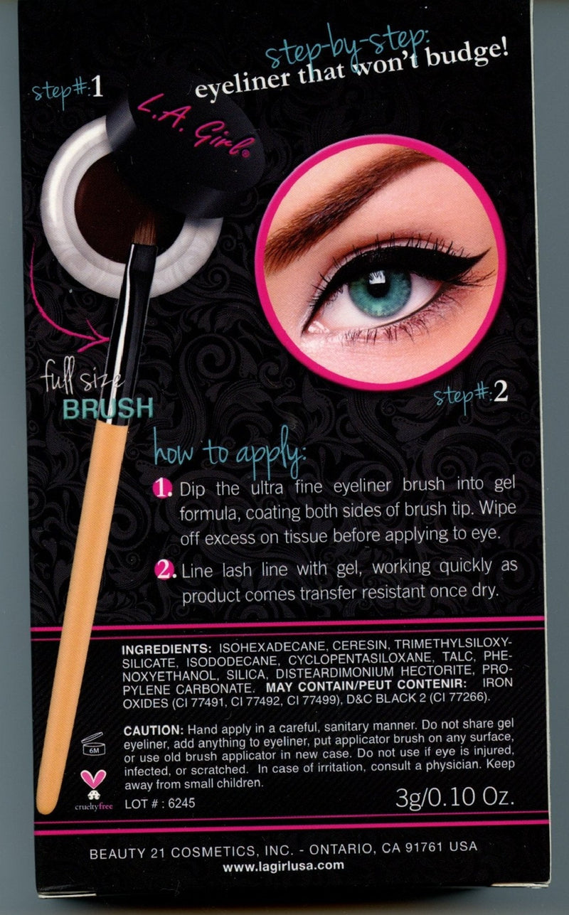 L.A. Girl Gel Liner Kit - Very Black, 0.10 Ounce L.A. Girl
