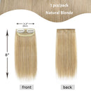 S-noilite Clip in Hairpieces One Piece 2 Clips Natural Blonde Thick Clip in Hair Extensions 8Inch 12g Short Remy Hair For Women with Thinning Hair Add Hair Volume S-noilite