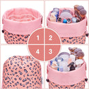 Barrel Makeup Bag Travel Drawstring Cosmetic Bag Large Toiletry Organizer Waterproof for Women and Girls (Large, Leopard) Narwey Store