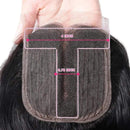 UNice 4X4 Middle Part Lace Closure T-Part Lace 100% Human Hair, Brazilian Body Wave 4X0.75 Hand-Tied Lace Closure with 3 Bundles Unprocessed Remy Hair Natural Color 18 18 18+16 Closure UNICE Store