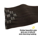 GOO GOO Clip in Hair Extensions Human Hair New Dark Brown 7pcs 120g 16 Inch Remy Clip in Human Hair Extensions Real Natural Hair Extensions Clip in for Women Straight GOO GOO Store
