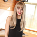 Esmee 24Inch Charming Wig Light Gold Long Wigs for Women Middle Parting Natural Straight Heat Resistant Synthetic Wigs for White Women with Bangs Esmee Store