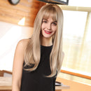Esmee 24Inch Charming Wig Light Blonde Long Wigs for Women Middle Parting Natural Straight Heat Resistant Synthetic Wigs for White Women with Bangs Esmee