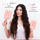 3 Barrel Curling Iron Wand - Triple Hair Waver & Crimper for Beach Waves Set, Ceramic Tourmaline with Adjustable Temperature - Glam Waver, Pink FairyBrave