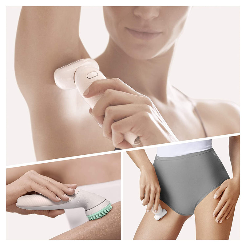 Braun Epilator Silk-épil 9 9-020 with Flexible Head, Facial Hair Removal for Women, Shaver & Trimmer, Cordless, Rechargeable, Wet & Dry, Beauty Kit with Body Massage Pad Braun